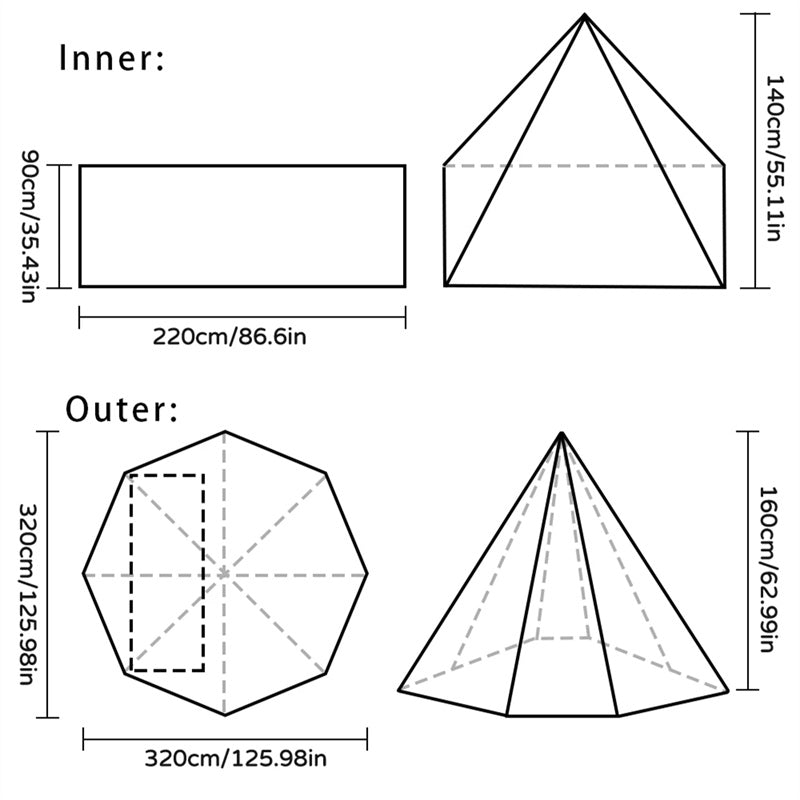 Outdoor Pyramid Tent - Flame Retardant