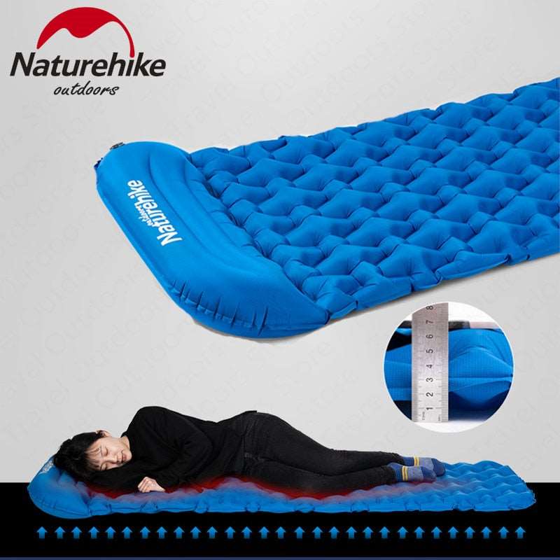 Naturehike - Inflatable Camping Sleeping Mat - Single or Double Variants with or without Pillow and Air Bag