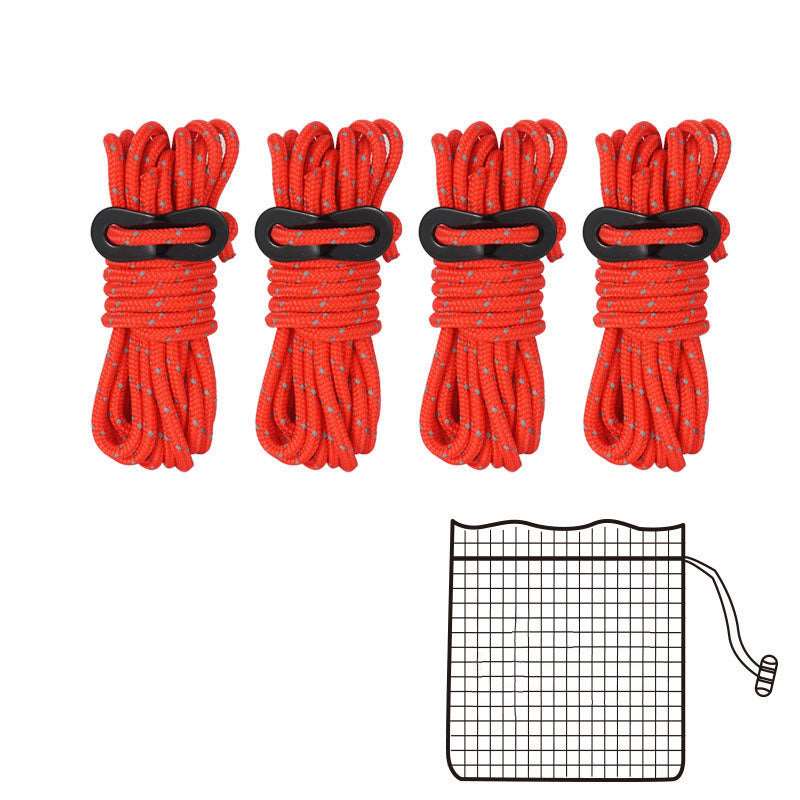 Reflective Rope for Tent with Fixed Buckle - 4mm - 4 pcs/set
